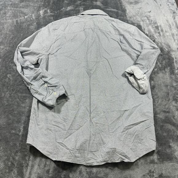 Gap Button Down‎ Shirt Mens XL White/Blue Slim Fit Collared Geometric Print - Picture 5 of 9